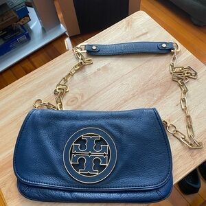 Tory Burch Blue and Gold Crossbody